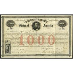 Ball 16 Cr. 4 $1000 1861 Bond Extremely Fine. This regi Ball 16 Cr. 4 $1000 1861 Bond Extremely Fine