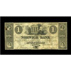 Norwich, CT- Norwich Bank $1 Nov. 1, 1842 G136A very ra Norwich, CT- Norwich Bank