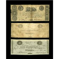 Wilmington, DE- Bank of Delaware $2; $2; $5 1839-45 G60 Wilmington, DE- Bank of Delaware
