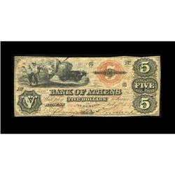 Athens, GA- Bank of Athens $5 July 5, 1859 G6bA nice ex Athens, GA- Bank of Athens