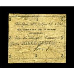 Rockford, IL- A. Wood & Co. 3¢ April 16, 1861A great pi Rockford, IL- A. Wood & Co.