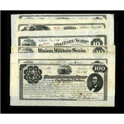 Topeka, KS- Union Military Scrip $1, $5, $10, $20, $50, Topeka, KS- Union Military Scrip