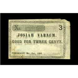 Penobscot, ME- Joseph Varnum 3¢ Feb., 1865 Wait UNLA ve Penobscot, ME- Joseph Varnum