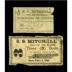 Saco, ME- S.S. Mitchell 3¢ (2) Feb. 2, 1863, July 4, 18 Saco, ME- S.S. Mitchell