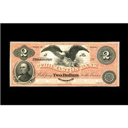 Thomaston, ME- The Thomaston Bank $2 G40a ProofThe seco Thomaston, ME- The Thomaston Bank