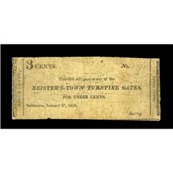 Baltimore, MD- Reister''s Town Turnpike Gates 3¢ Jan. 2 Baltimore, MD- Reister's Town Turnpike Gates