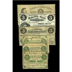 Boston Scrip Lot. Six notes. Boston, MA 3¢ Scrip Part 2.