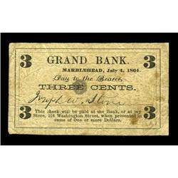 Marblehead, MA- Joseph W. Stone 3¢ July 4, 1864A very r Marblehead, MA- Joseph W. Stone