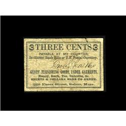 Salem, MA- Geo. S. Walker 3¢This piece was payable in " Salem, MA- Geo. S. Walker