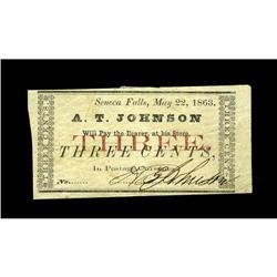 Seneca Falls, NY- A.T. Johnson 3¢ May 22, 1863 Harris U Seneca Falls, NY- A.T. Johnson