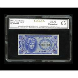 Series 651 5¢ CGC Gem Uncirculated 65. Series 651 5¢ CGC Gem Uncirculated 65.