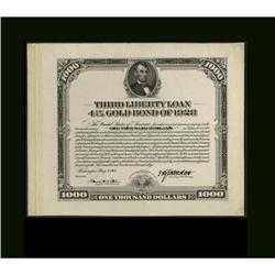 4 1/4% Third Liberty Loan $1000 Bond May 9, 1918 ProofA 4 1/4% Third Liberty Loan $1000 Bond