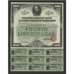 Fourth Liberty Loan 4 1/4% Gold BondA gorgeous Liberty 4 1/4% Fourth Liberty Loan $100 Bond