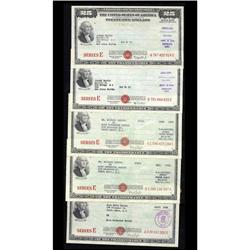 Series E $25 Bond Five Examples.These are small format Series E $25 Bond Five Examples.