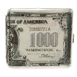 $1000 Cigarette Case. A half-sized case missing its int $1000 Cigarette Case.