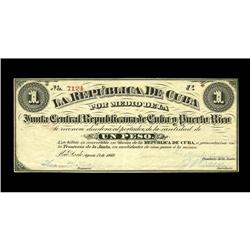 Cuban Revolutionary Currency 1 Peso Aug. 17, 1869 Pick Cuban Revolutionary Currency
