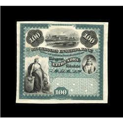 Stockholms Enskilda Bank 100 Riksdaler 1872 Proof Sweden