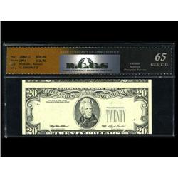 Fr. 2080-G $20 1993 Federal Reserve Note. RCGS Gem CU65 Fr. 2080-G $20 1993 Federal Reserve Note. RC