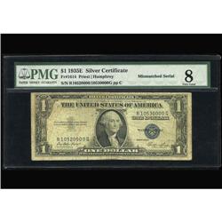 Fr. 1614 $1 1935E Silver Certificate. PMG Very Good 8 Fr. 1614 $1 1935E Silver Certificate. PMG Very