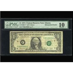 Fr. 1908-F $1 1974 Federal Reserve Note. PMG Very Good Fr. 1908-F $1 1974 Federal Reserve Note. PMG 