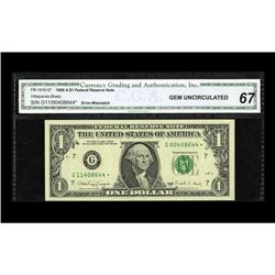 Fr. 1916-G* $1 1988A Federal Reserve Note. CGA Gem Unci Fr. 1916-G* $1 1988A Federal Reserve Note. C