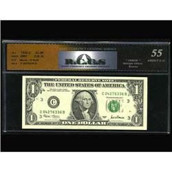 Fr. 1926-C $1 2001 Federal Reserve Note. RCGS About CU Fr. 1926-C $1 2001 Federal Reserve Note. RCGS