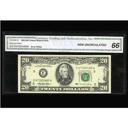 Fr. 2081-E $20 1995 Federal Reserve Note. CGA Gem Uncir Fr. 2081-E $20 1995 Federal Reserve Note. CG