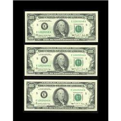Fr. 2172-E $100 1988 Federal Reserve Notes. Three Examp Fr. 2172-E $100 1988 Federal Reserve Notes. 