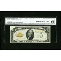 Fr. 2400 $10 1928 Gold Certificate. CGA Gem 65 Fr. 2400 $10 1928 Gold Certificate. CGA Gem Uncircula