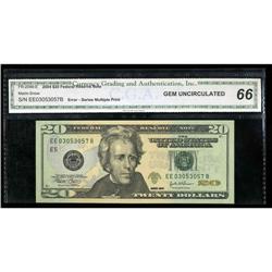 Fr. 2089-E $20 2004 Federal Reserve Note. CGA Gem Uncir Fr. 2089-E $20 2004 Federal Reserve Note. CG