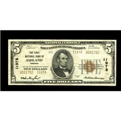 Ashland, VA- $5 1929 Ty. 2 The First NB Ch. # 11978 Thi Ashland, VA-