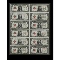 Fr. 1500 $1 1928 Legal Tender. Uncut Sheet of 12. Choic Fr. 1500 $1 1928 Legal Tender. Uncut Sheet o