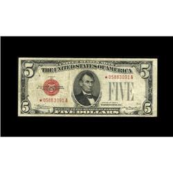 Fr. 1528* $5 1928C Legal Tender Star Note. Very Fine.A Fr. 1528* $5 1928C Legal Tender Star Note. Ve