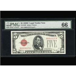 Fr. 1529 $5 1928D Legal Tender Note. PMG Gem Uncirculat Fr. 1529 $5 1928D Legal Tender Note. PMG Gem