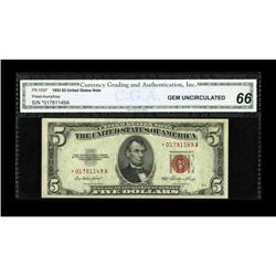 Fr. 1532* $5 1953 Legal Tender Note. CGA Gem Uncirculat Fr. 1532* $5 1953 Legal Tender Note. CGA Gem