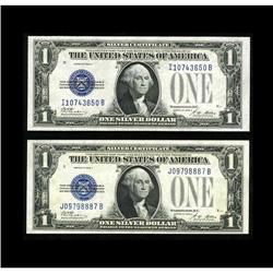 Fr. 1601 $1 1928A Silver Certificates. Two examples. Ch Fr. 1601 $1 1928A Silver Certificates. Two e