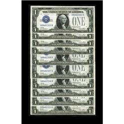 Ten Consecutive Fr. 1601 $1 1928A Silver Certificates. Ten Consecutive Fr. 1601 $1 1928A Silver Cert