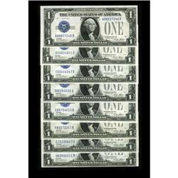 Fr. 1601 $1 1928A Silver Certificates. Eight Examples.T Fr. 1601 $1 1928A Silver Certificates. Eight