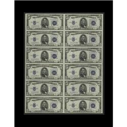Fr. 1654 $5 1934D Silver Certificates. Uncut Sheet of 1 Fr. 1654 $5 1934D Silver Certificates. Uncut