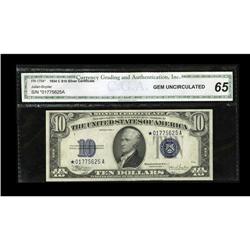 Fr. 1704* $10 1934C Silver Star Certificate. CGA Gem Un Fr. 1704* $10 1934C Silver Star Certificate.