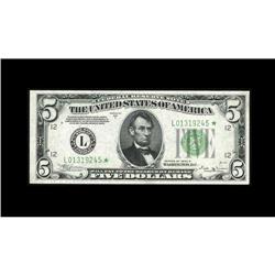 Fr. 1958-L* $5 1934B Federal Reserve Note. Very Choice Fr. 1958-L* $5 1934B Federal Reserve Note. Ve