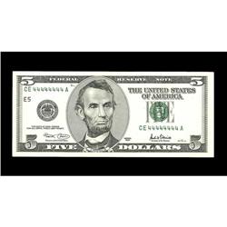 Fr. 1988-E $5 2001 Federal Reserve Note. Choice About U Fr. 1988-E $5 2001 Federal Reserve Note. Cho