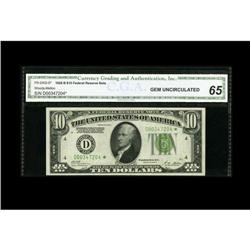 Fr. 2002-D* $10 1928B LGS FRN Star Note. CGA Gem 65 Fr. 2002-D* $10 1928B Light Green Seal Federal R