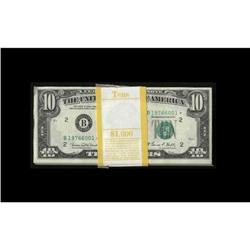 Fr. 2021-B* $10 1969C Star Notes. Original pack of 100 Fr. 2021-B* $10 1969C Federal Reserve Star No
