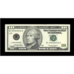 Fr. 2034-L $10 1999 Federal Reserve Note. Very Choice C Fr. 2034-L $10 1999 Federal Reserve Note. Ve