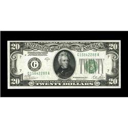 Fr. 2052-G $20 1928B Dark Green Seal Federal Reserve No Fr. 2052-G $20 1928B Dark Green Seal Federal