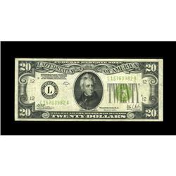 Fr. 2053-L $20 1928C Federal Reserve Note. Fine-Very Fi Fr. 2053-L $20 1928C Federal Reserve Note. F