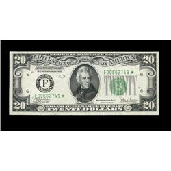 Fr. 2057-F* $20 1934C Federal Reserve Star Note. Choice Fr. 2057-F* $20 1934C Federal Reserve Star N
