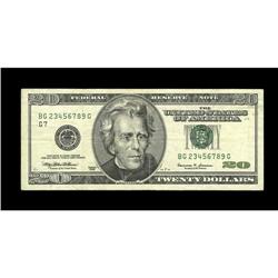 Fr. 2086-G $20 1999 Federal Reserve Note. Very Fine.Mos Fr. 2086-G $20 1999 Federal Reserve Note. Ve
