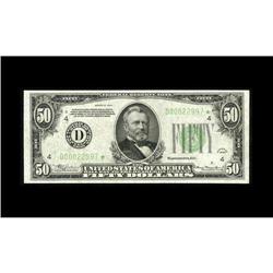Fr. 2102-D* $50 1934 Light Green Seal Federal Reserve N Fr. 2102-D* $50 1934 Light Green Seal Federa